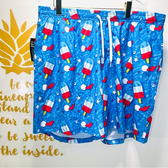 TIPSY ELVES Retro Patriotic Pops Stretch Swim Trunks Shorts 4XL NWT Big & Tall - Picture 2 of 11